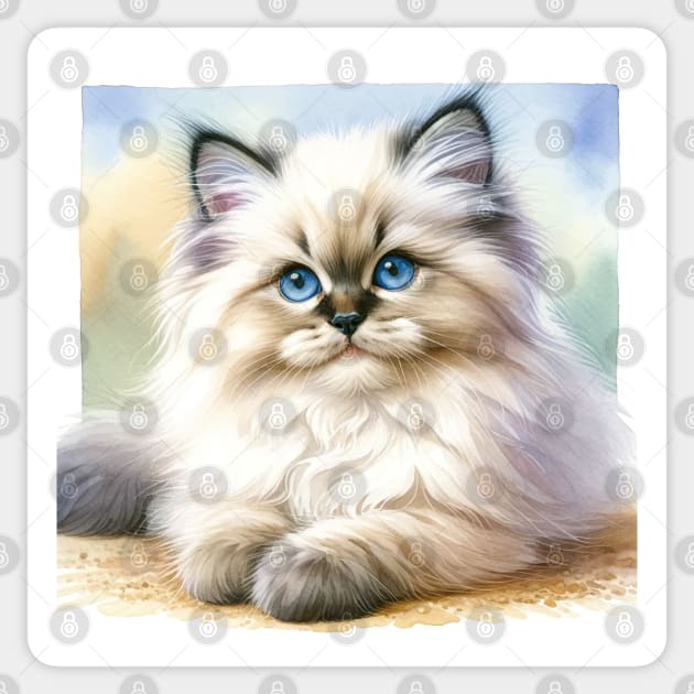 Himalayan Watercolor Kitten - Cute Kitties Sticker by Aquarelle Impressions